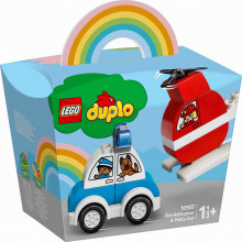 10957 LEGO® DUPLO Ugunsdzēsēju helikopters un policijas auto, 1,5+ gadi, 2021.g.modelis