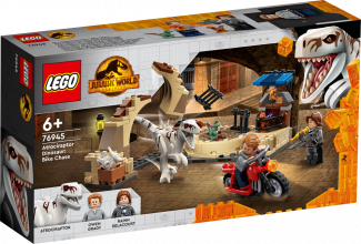 76945 LEGO® Jurassic World Atrociraptors: pakaļdzīšanās ar motociklu, 6+ gadi, 2022. gada modelis