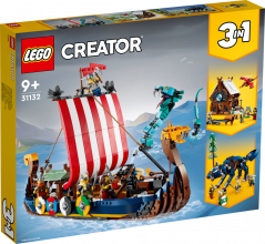 31132 LEGO® Creator Vikingu kuģis un Midgardas čūska, 9+ gadi, 2022. gada modelis