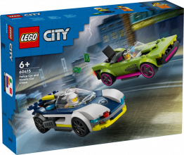 60415 LEGO® City Policijas auto un jaudīgā auto pakaļdzīšanās, 6+ gadi, 2024 gada modelis