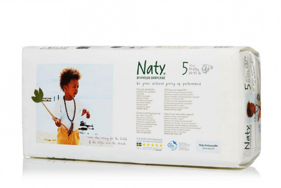 NATY Nature Babycare 5 ekoloģiskās autiņbiksītes, 11-25 kg, 40 gab.