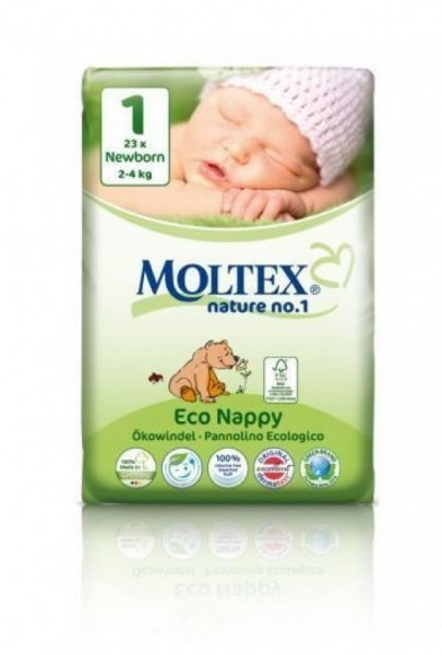 Moltex ÖKO NATURE Ekoloģiskās autiņbiksītes 1 newborn, 2-4kg, 23 gab.