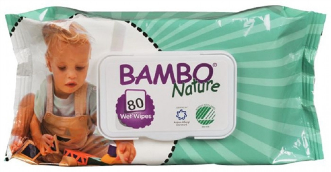 Bambo Nature Влажные салфетки с крышкой, без запаха, 80 шт.