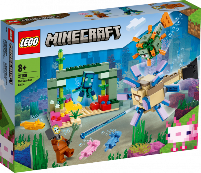 21180 LEGO® Minecraft Cīņa ar sargiem, 8+ gadi, 2022