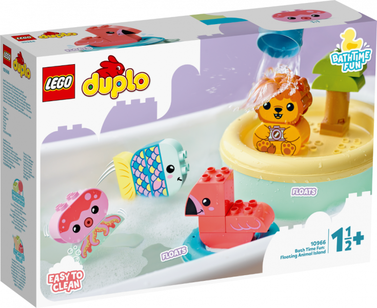 10966 LEGO® duplo Приключения в ванной: плавучий остров для зверей, 1,5+ лет, 2022