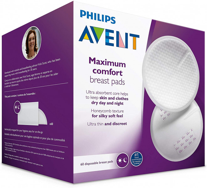 Philips Avent laktācijas ieliktņi māmiņu krūšturiem, 60 gab., SCF254/61