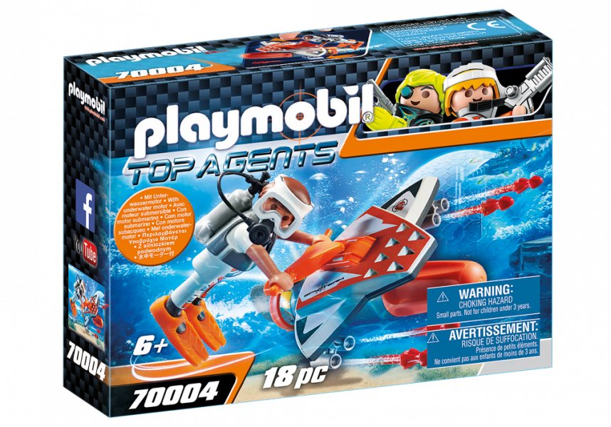 70004 PLAYMOBIL® Top Agents Zemūdens nirējs ar motoriņu, no 6 gadu vecuma