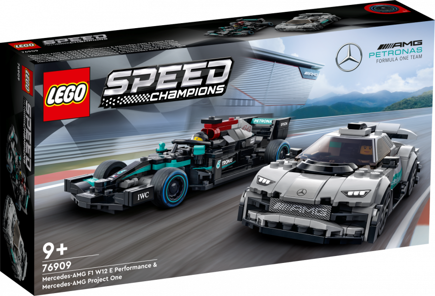 # 76909 LEGO® Speed Champions Mercedes-AMG F1 W12 E Performance un Mercedes-AMG Project One, 9+ gadi, 2022. gada modelis