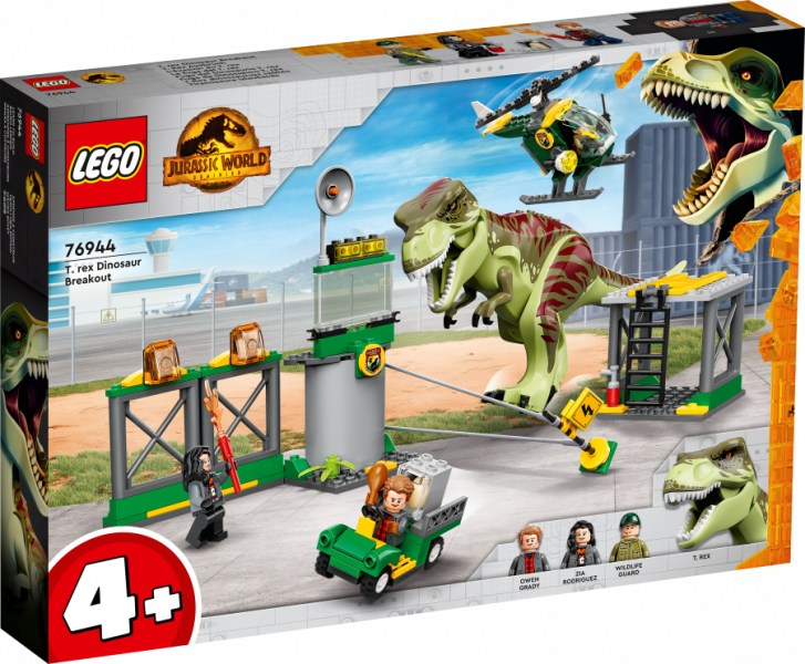 76944 LEGO® Jurassic World Побег тираннозавра , 4+ лет,модель 2022 года