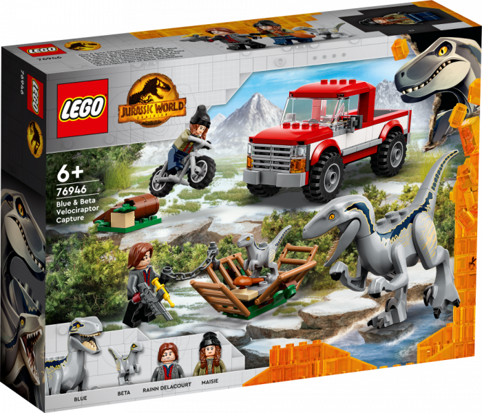 76946 LEGO® Jurassic World Velociraptoru Blū un Betas notveršana, 6+ gadi, 2022. gada modelis