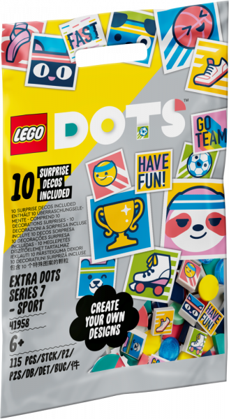 41958 LEGO® DOTS papildinājumi — 7. sērija. SPORTS , 6+ gadi, 2022. gada modelis