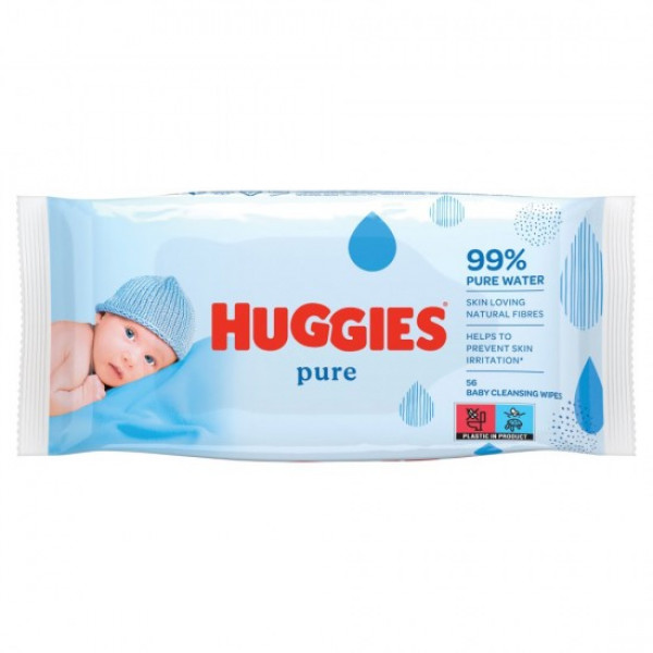 HUGGIES PURE, mitras salvetes, 99% ūdens, 56.gab. 0039