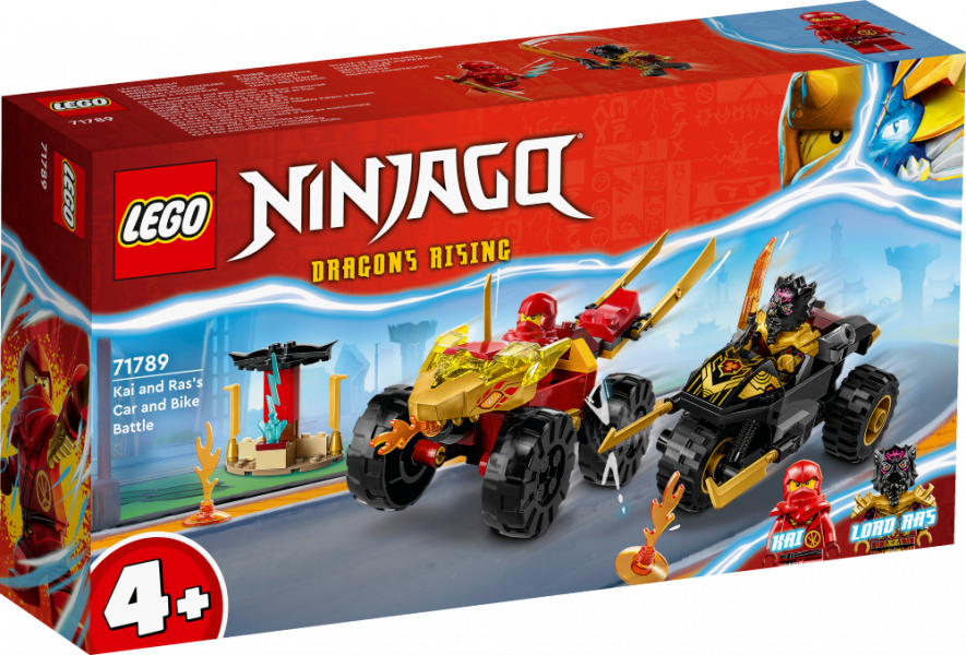 71789 LEGO® Ninjago Kai un Ras: auto un motocikla kauja, 4+ gadi, 2023 gada modelis