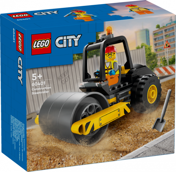 60401 LEGO® City Būvlaukuma tvaika veltnis , 5+ gadi, 2024 gada modelis