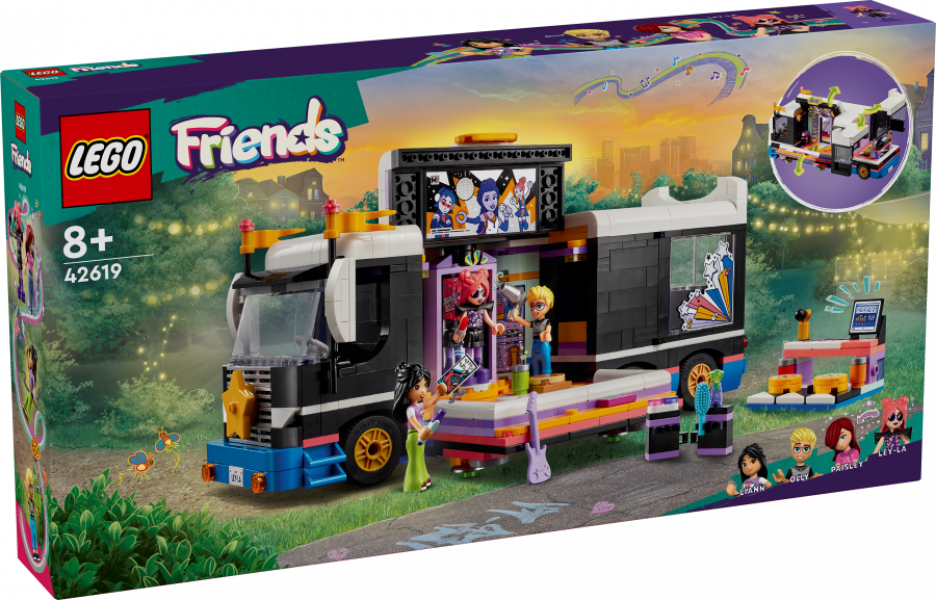 42619 LEGO® Friends Popzvaigžņu mūzikas tūres autobuss, 8+ gadi, 2024 gada modelis