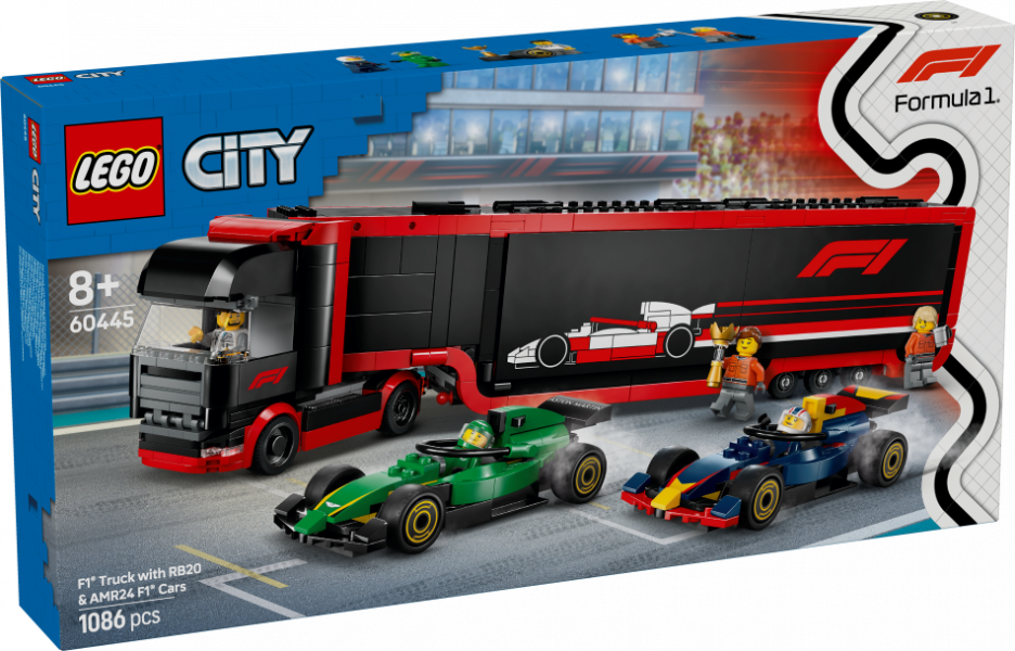 60445 LEGO® City Formula 1 Грузовик с автомобилями RB20 и AMR24, 8+ , модель 2025 года