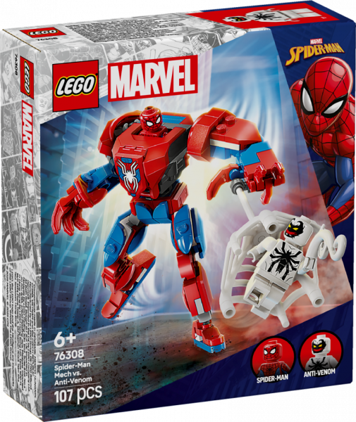 76308 LEGO® Marvel Super HeroesМех Человека-Паука против Анти-Венома, 6+ , модель 2025 года