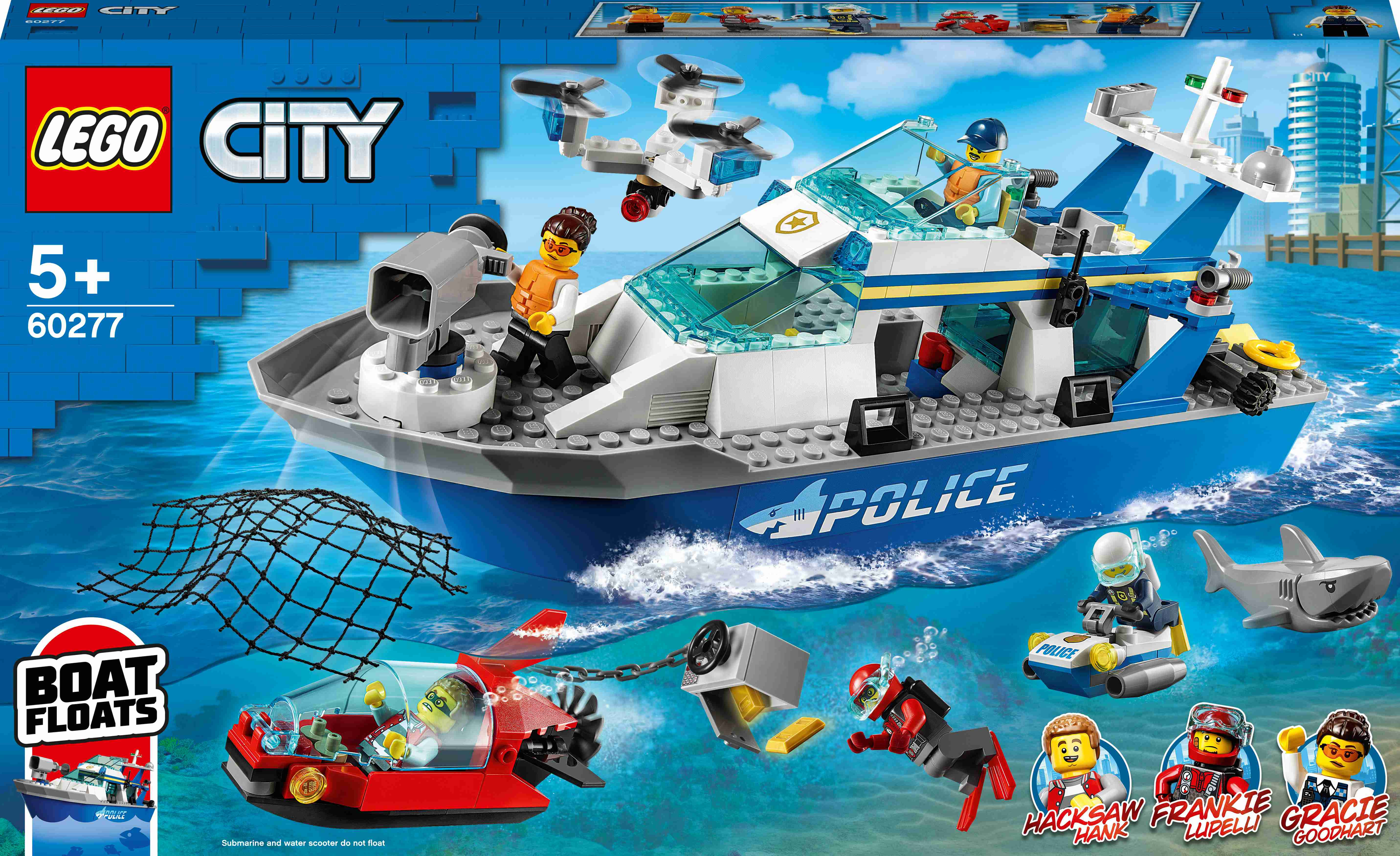 #60277 LEGO® City Policijas patruļkuģis, 5+ gadi, 2021.g.modelis