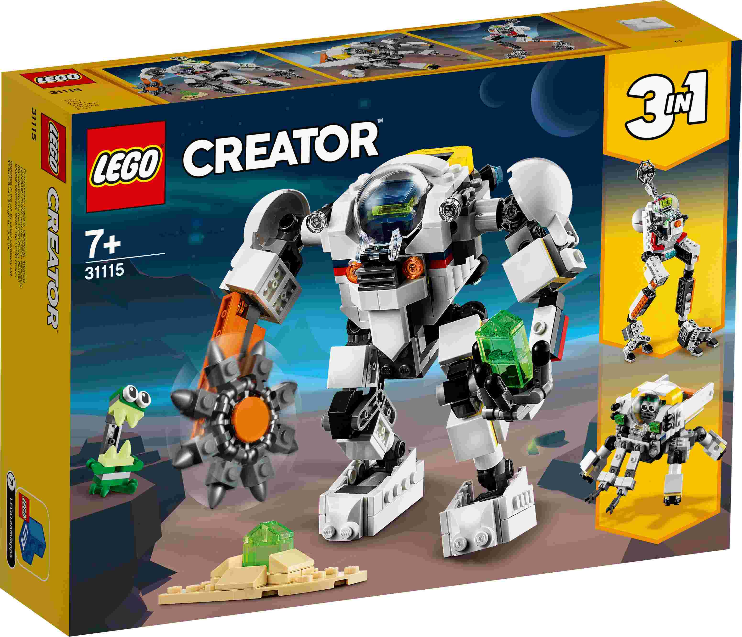 31115 LEGO® Creator Космический робот для горных работ, 7+ лет, 2021 г.  Выпуск 31115 | LEGO® Creator | LEGO® мир | berniem.eu