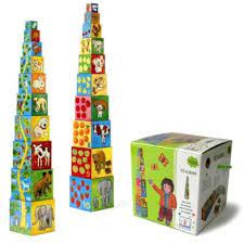 Djeco 10 koši kubi, piramīda - Mani draugi, 1+ gadi, DJ08506