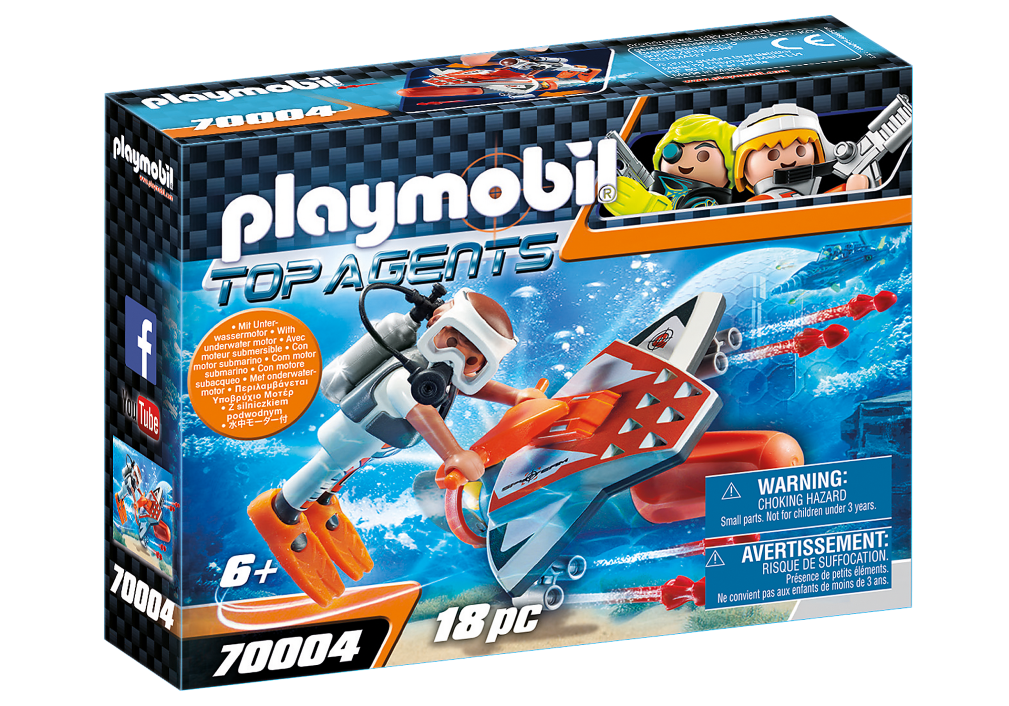 70004 PLAYMOBIL® Top Agents Zemūdens nirējs ar motoriņu, no 6 gadu vecuma