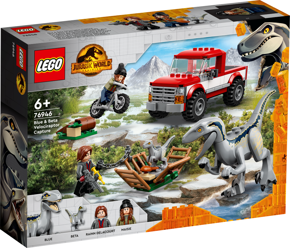 76946 LEGO® Jurassic World Блу и поимка бета-велоцираптора, + лет,модель 2022 года