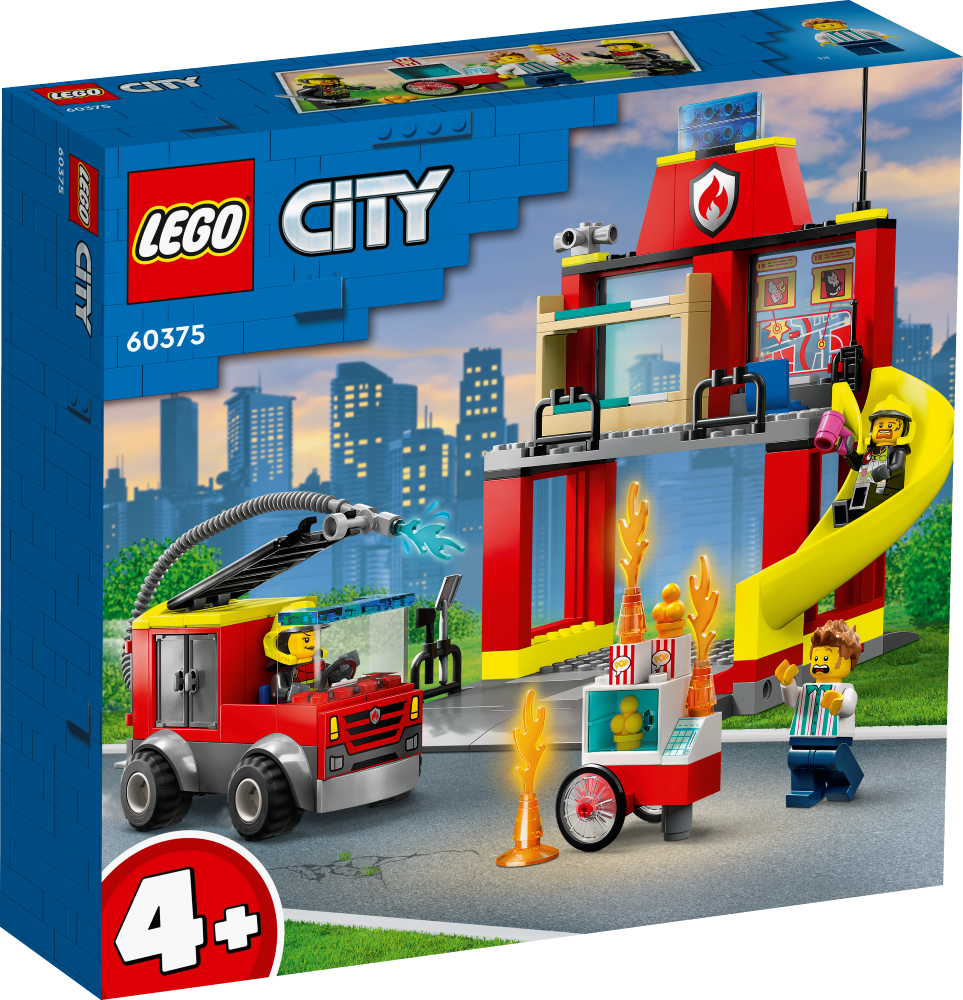60375 LEGO® City Ugunsdzēsēju depo un ugunsdzēsēju auto, 4+ gadi, 2023. gada modelis