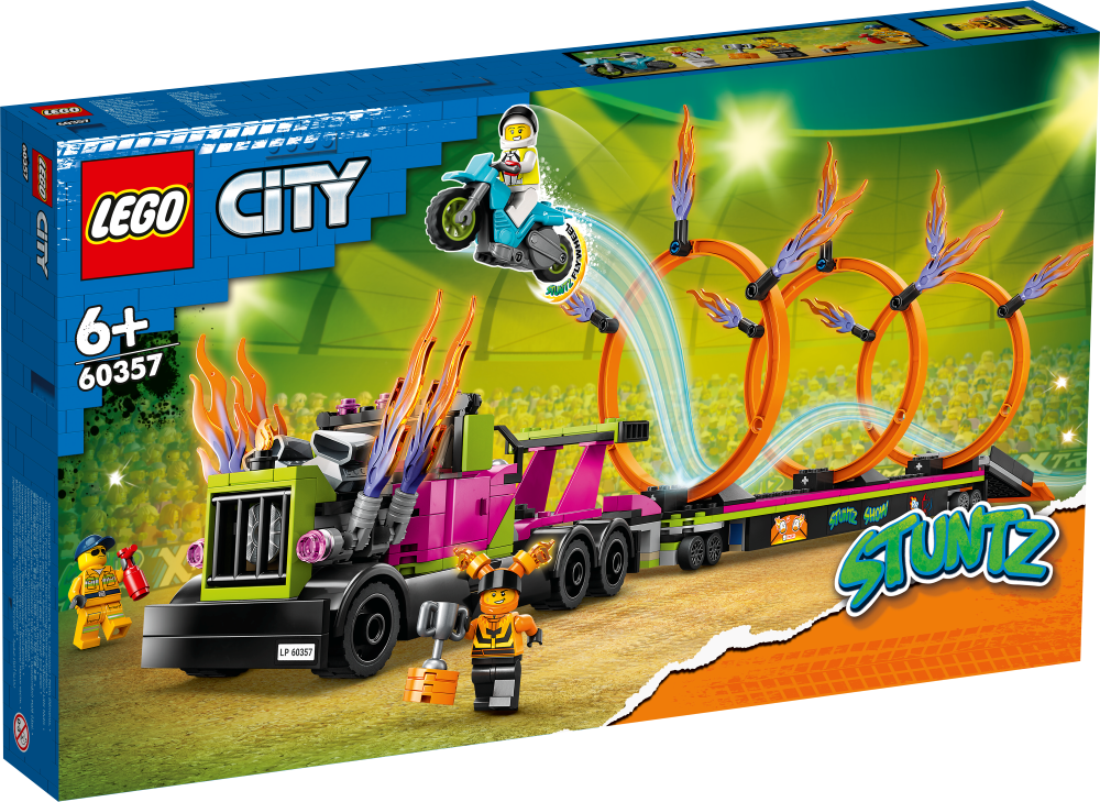 60357 LEGO® City Triku auto un uguns riņķu izaicinājums, 6+ gadi, 2023. gada modelis