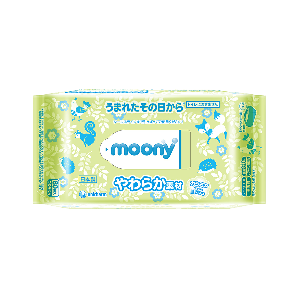 Moony JAPĀŅU mitrās mīkstās salvetes mazuļiem, 80 gb.