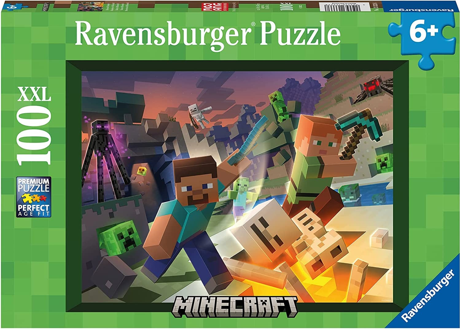 Ravensburger puzle Monster Minecraft, 100 gb, 6+ 13333 | Мир пазликов | мир  игрушек | berniem.eu