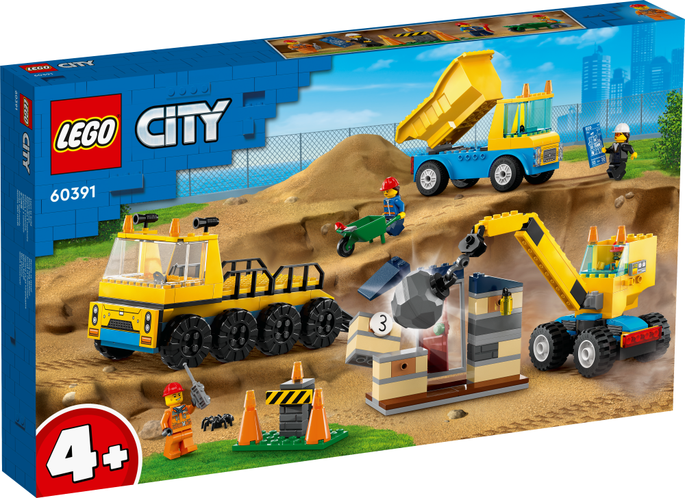 60391 LEGO® City Great Vehicles Строительные машины и шаровой кран, 4+ лет,модель 2023 года