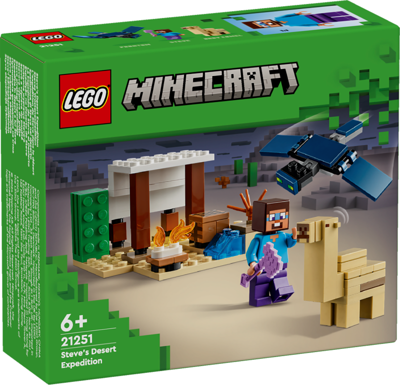 21251 LEGO® Minecraft Steve tuksneša ekspedīcija, 6+ gadi, 2024 gada modelis