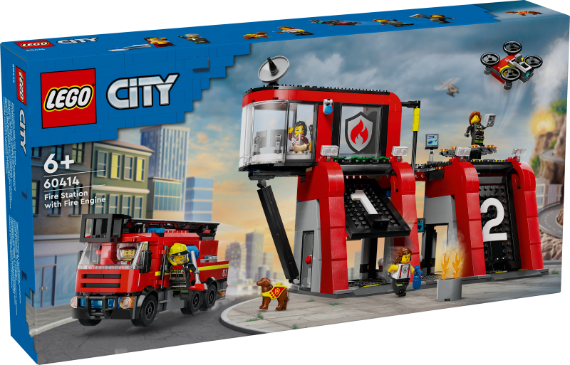 60414 LEGO® City Ugunsdzēsēju depo un ugunsdzēsēju auto,6 + лет, модель 2024 года