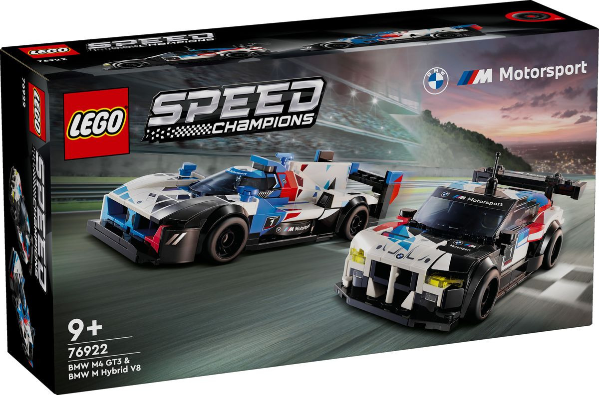 76922 LEGO® Speed ChampionsBMW M4 GT3 & BMW M Hybrid V8 sacīkšu auto, 9+ gadi, 2024 gada modelis