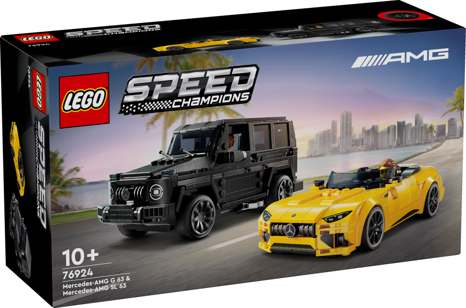 76924 LEGO® Speed Champions Mercedes-AMG G 63 un Mercedes-AMG SL 63,10 + gadi, 2024 gada modelis