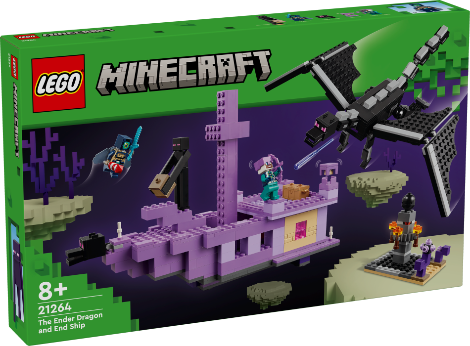 21264 LEGO® Minecraft Ender pūķis un End kuģis, 8+ лет, модель 2024 года