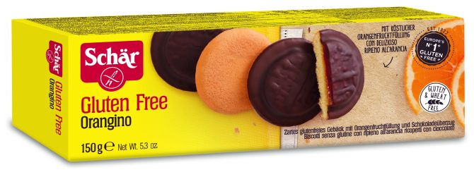 Schar Orangino Soft Cake biskvīti ar apelsīnu želeju, bez glutēna, 150g