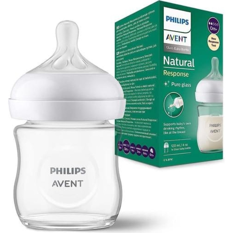 PHILIPS AVENT Natural stikla pudelīte , 0+ mēm, 120ml