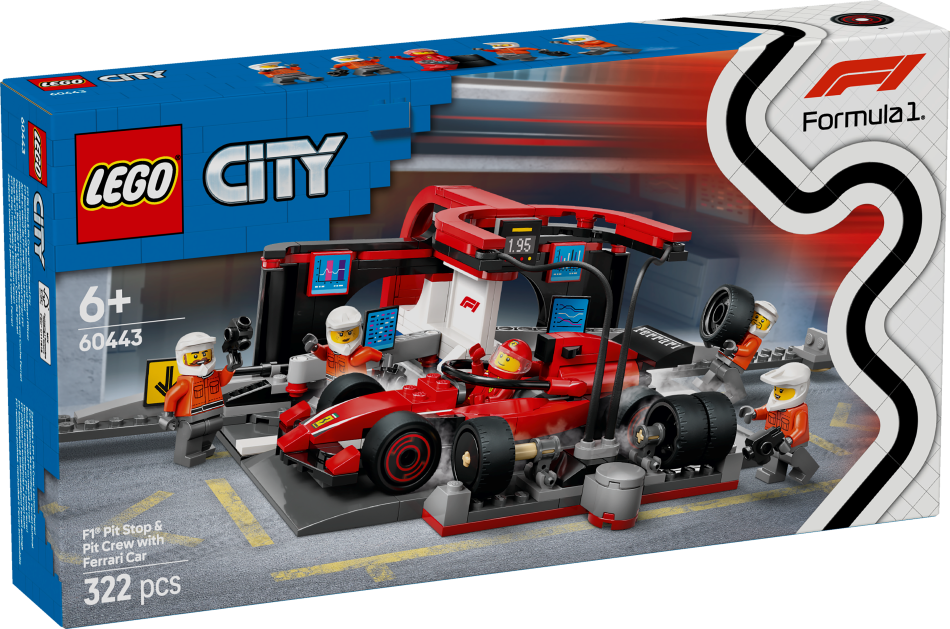 60443 LEGO® City F1® pitstops un autotehniķi ar Ferrari auto, 6+ gadi, 2025 gada modelis