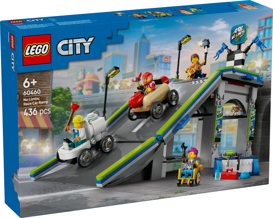 60460 LEGO® City Bez robežām: Sacīkšu auto rampu celiņš, 6+ gadi, 2025 gada modelis