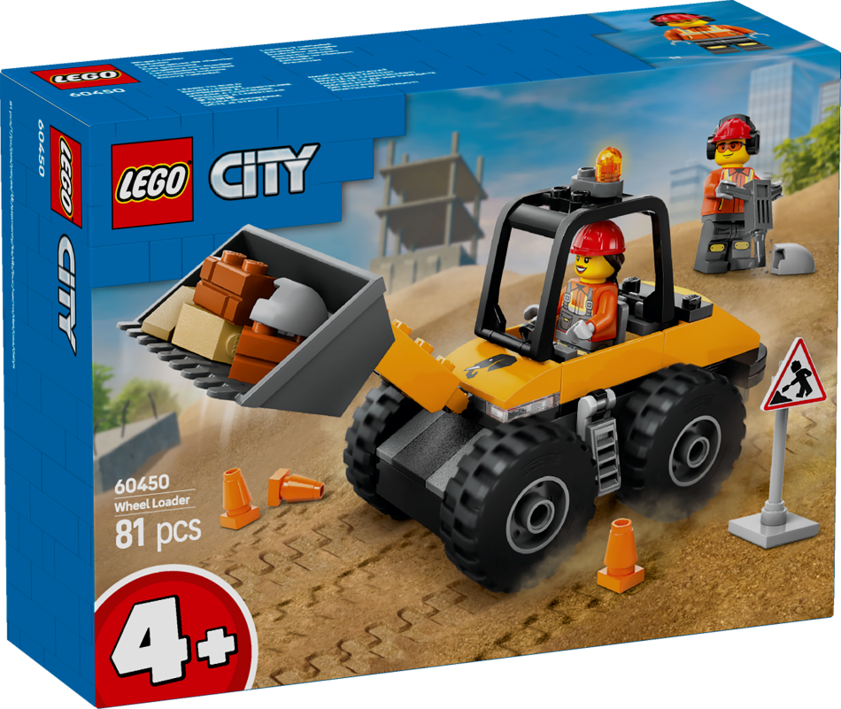 60450 LEGO® City Dzeltens celtniecības iekrāvējs uz riteņiem, 4+ gadi, 2025 gada modelis