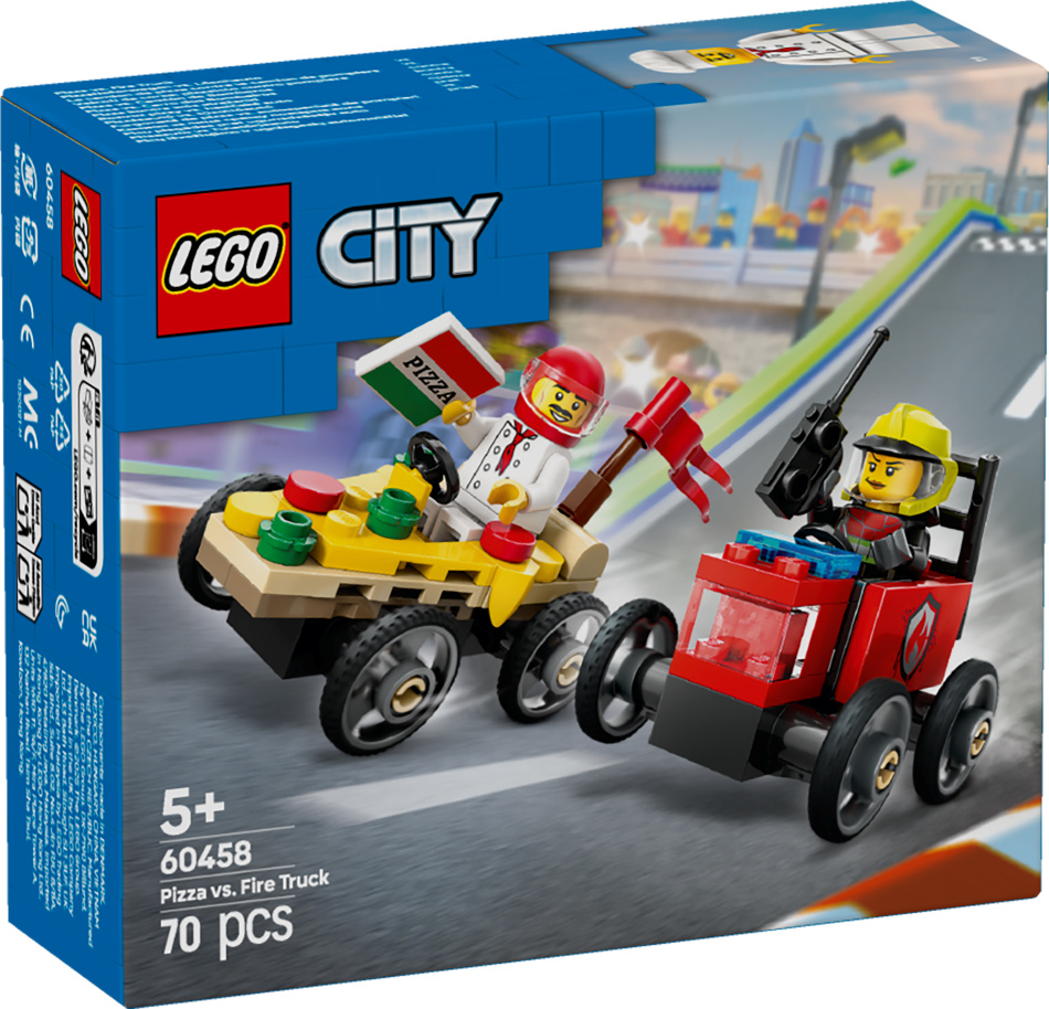 60458 LEGO® City Picu piegādes pret ugunsdzēsēju sacīkšu auto komplekts, 5+ gadi, 2025 gada modelis