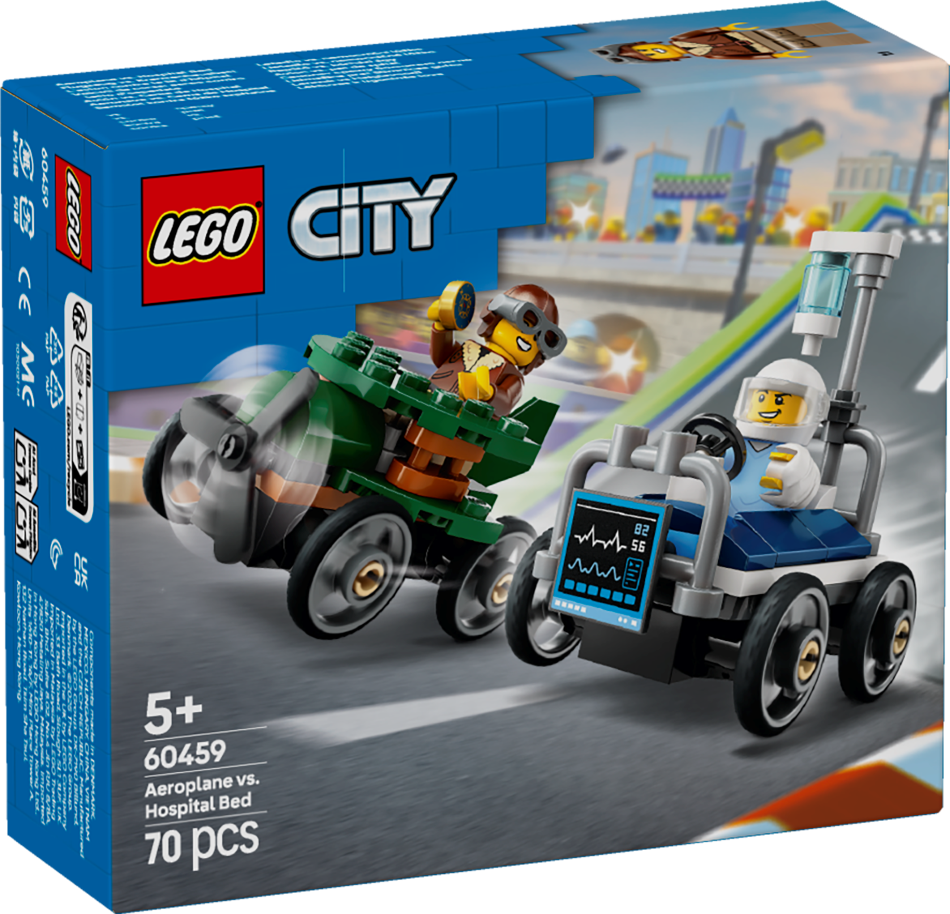 60459 LEGO® CityНабор гоночных машин «Самолет против больничной койки» , 5+ , модель 2025 года