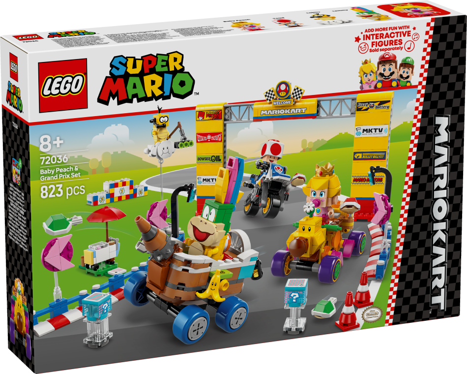 72036 LEGO® Super Mario Mario Kart™ – Baby Peach un Grand Prix komplekts 8+ gadi, 2025 gada modelis