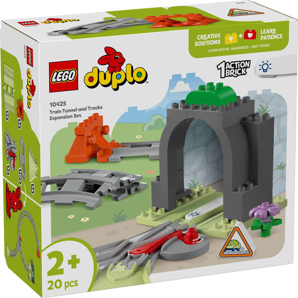 10425 LEGO® DUPLO Vilcienu tuneļa un sliežu paplašinājuma maršruts, 2+ gadi, 2025 gada modelis