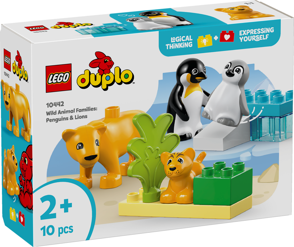10442 LEGO® DUPLO Savvaļas dzīvnieku ģimenes: Pingvīni un lauvas, 2+ gadi, 2025 gada modelis