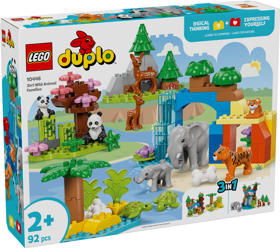 10446 LEGO® DUPLO “Trīs vienā” Savvaļas dzīvnieku ģimenes, 2+ gadi, 2025 gada modelis
