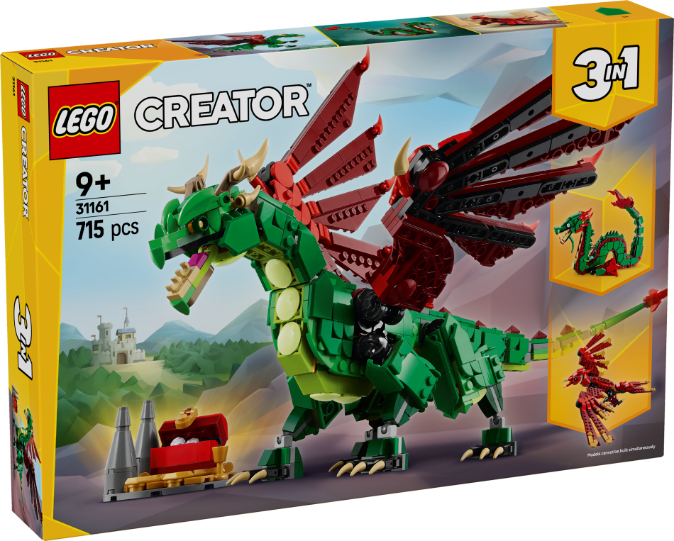 31161 LEGO® Creator Viduslaiku pūķis, 9+ gadi, 2025 gada modelis