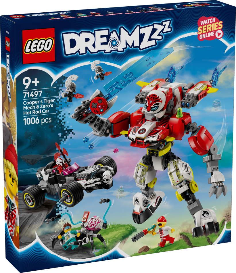 71497 LEGO® DREAMZzz™ Cooper tīģera robots un Zero lieljaudas auto, 9+ gadi, 2025 gada modelis