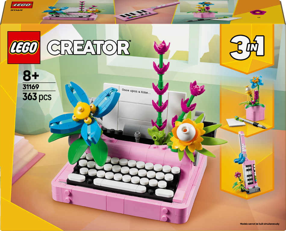 31169 LEGO® Creator Rakstāmmašīna ar ziediem, 8+ gadi, 2025 gada modelis